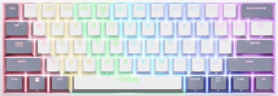 GXTrust Acira - Draadloos Gaming Toetsenbord - Mechanisch met Outemu Red Switches - 60% - RGB - Draadloos USB & Bluetooth - PC/PS5 - QWERTY US - Wit