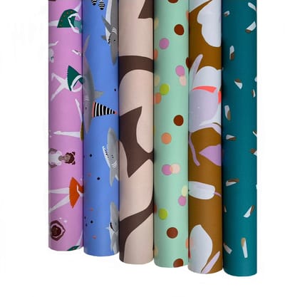 Luxe Cadeaupapier rollen - 6 stuks - Dubbelzijdig bedrukt - 30x200cm - Inpakpapier