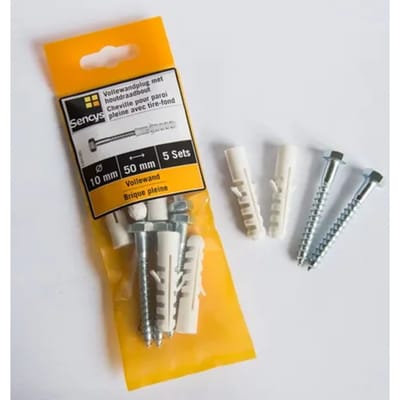 Sencys Vollewandplug Met Houtdraadbout Kunststof - Diam. 10x50mm - 5 Stuks