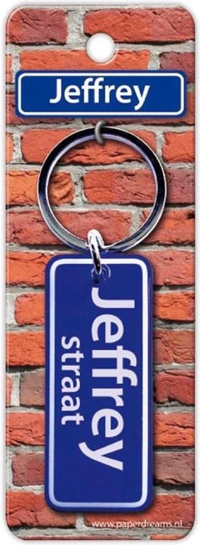 Paper Dreams Sleutelhanger Straatnaam Jeffrey 9 Cm Staal Blauw
