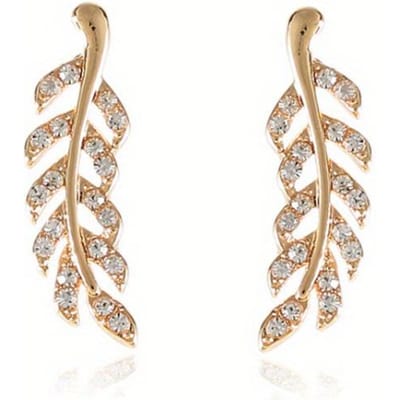 1 Paar Elegante En Sexy Blad Crawler Oorbellen Hol Blad Ontwerp Ear Climbers, Mode Accessoires Voor Vrouwen beige