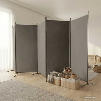 vidaXL - Kamerscherm - met - 5 - panelen - 433x180 - cm - stof - antracietkleurig