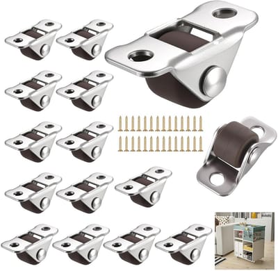 SnelShoppen - 14 Stuks Mini Meubelwielen 12 mm, Kleine Rollen voor Meubels, Miniwielen, Zware Duurzame Casters met Montageplaat voor Kasten, Gereedsch