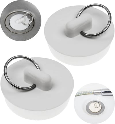 Universele Rubber Dop voor Afvoerputje, 2 Stuks, Wit