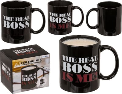 OOTB The Real Boss Mok – Grote Koffiebeker 325ml – Grappig Cadeau voor Vrouwen – Mok Baas – Keramiek