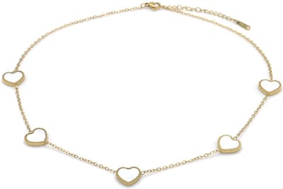 Ketting - RVS - hartjes - parelmoer - 40-45cm - dames - goudkleurig - stijlvol - cadeau - sieraden – valentijn – cadeau