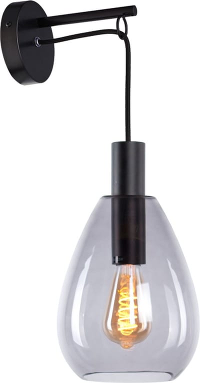Wandlamp | 18,5 cm | Dorato | E27 | smoke zwart | glas metaal | hotel chique modern