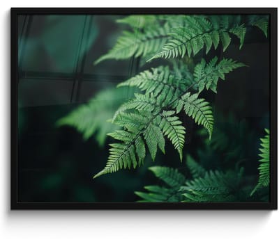 Poster in lijst - Fotolijst 80x60 cm - Posters - Varenblad - Groen - Structuur - Wazig - Posterlijst zwart - Decoratie - Wanddecoratie woonkamer - Muurdecoratie slaapkamer