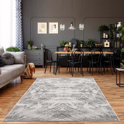 Grijs Tapijt Laagpolig Vloerkleed Koho Marmer Vibes - 140x200cm- Modern - Woonkamer - Salon - Slaapkamer - Eetkamer