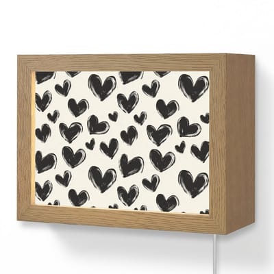 Wandlamp 20x15 cm - Oplaadbaar - Hartjes - Patroon - Zwart - Wandlampen binnen woonkamer - Slaapkamer lamp met kabel - Decoratieve nachtlamp - Vloerlamp snoer