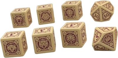 RPG Dobbelstenen Set - Veelvlaks Dobbelstenen - Rollenspel Avontuur - Thema School Logo - 12mm - Meerkleurig