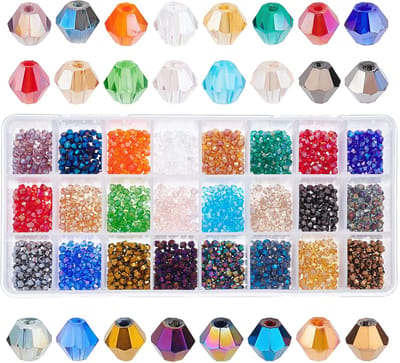Elite ongeveer 1680 stks 24 Kleuren 4mm Galvaniseren Glaskralen, Facet Bicone Glas Kristal Kralen voor Armband Sieraden Maken