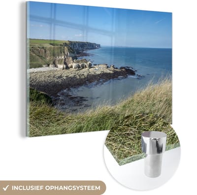 ® Glasschilderij 180x120 cm - Schilderij acrylglas - Kalkstenen rotsen in het Nationaal park North York Moors in Engeland - Foto op glas - Muurdecoratie woonkamer - Wanddecoratie slaapkamer - Schilderijen
