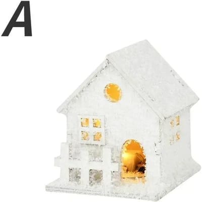 Flocon de neige blanc de Noël LED lumière maison en bois ornement de Noël cabine lumineuse décoration de fête de Noël à la maison white