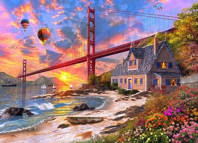 Legpuzzel Zonsondergang - Puzzel 1000 stukjes - Ontspannende Hobby - Gerecyclede Materialen - 68 x 49 cm - Meerdere kleuren