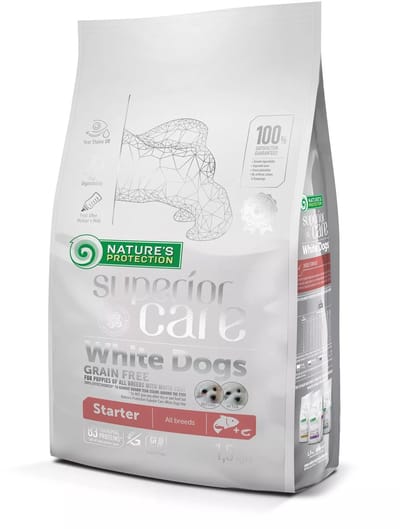Nature's Protection Superior Care - witte hond - alle rassen - Puppy STARTER - graanvrij met zalm - 1,5kg