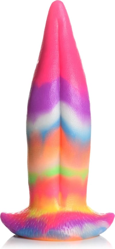 XR Brands AH100 - Unicorn Tongue - Glow in the Dark - Silicone Dildo - Rainbow