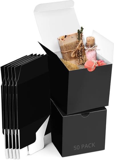 Allecto - Cadeaudoosjes - Kraft Geschenkdoos - Eenvoudig in Elkaar te Zetten - Zwart - 50 Stuks - Perfect voor Feesten en Verjaardagen