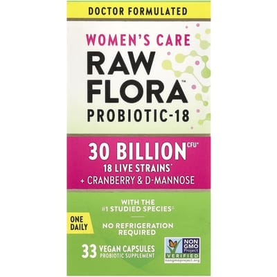 Vérité Naturelle, Soin Féminin, Probiotique-18 RAW Flora™, 33 Capsules Végétales