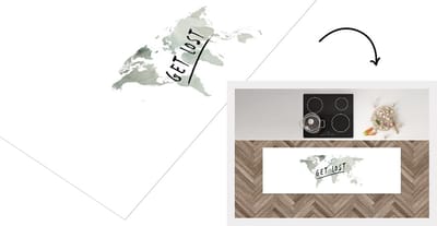 Keukenloper - Loper keuken - Wereldkaart - Waterverf - Quotes - 150x50 cm - Keukenloper vinyl