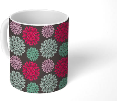 Mok - Koffiemok - Bloemen - Vintage - Roze - Turquoise - Patronen - Mokken - 350 ML - Beker - Koffiemokken - Theemok