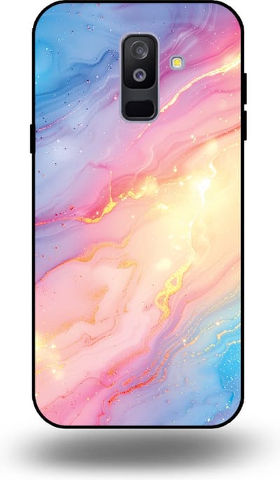 Smartphonica Telefoonhoesje Geschikt voor Samsung Galaxy A6 Plus 2018 met Regenboog Glitter Marmer Opdruk - TPU Backcover Case Rainbow Glitter Marble Design geschikt voor Samsung Galaxy A6 Plus 2018