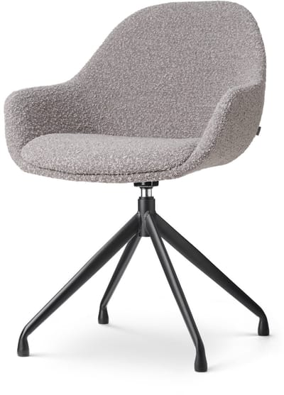 Nolon Nola-Mae Eetkamerstoel Draaibaar Bouclé Taupe - met Armleuning - Stof - Zwart Onderstel - Design - Scandinavisch - Comfortabel