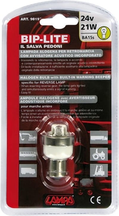 Achteruitrijlamp met waarschuwingstoon - 21W halogeen lamp - 24 Volt - 21W - BA15s