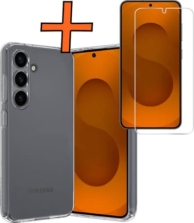 Hoes - Met Screenprotector - Geschikt voor Samsung Galaxy S25 - Sterk & Shockproof - Back Cover - Siliconen Case - Telefoon Hoes - Transparant