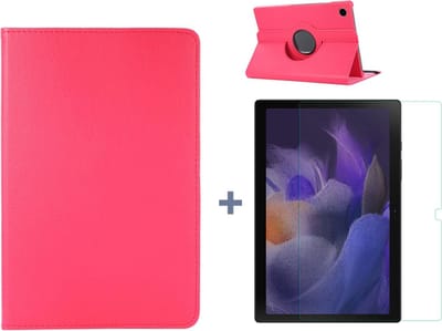 Hoesje Geschikt Voor Samsung Galaxy Tab A8 Hoes Roze - Hoesje Geschikt Voor Samsung Galaxy Tab A8 hoesje 2021 - tablethoes draaibare book case Hoesje Geschikt Voor Samsung Galaxy Tab A8 Screenprotector / tempered glass