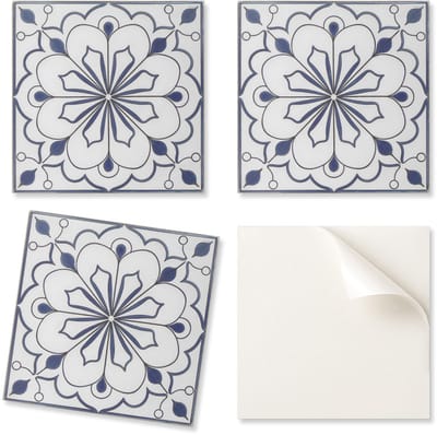 Zelfklevende vinyl wandtegels met bloemen- en keramiekpatroon, 20x20x20 cm