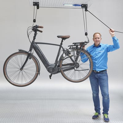 Datona® Fietslift - Fiets ophangsysteem 50 kg - Katrolsysteem met 2 Haken - Incl. bevestigingsset - Voor racefiets, MTB & E-bike