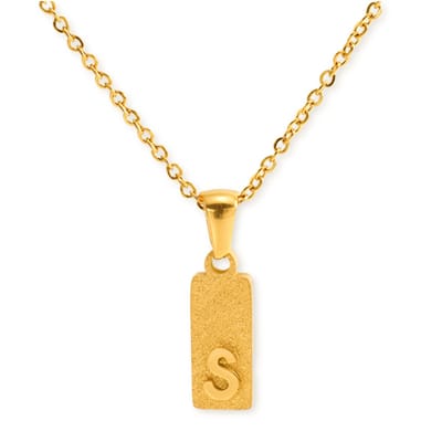 Marama - Ketting Letter S Goud Glitter - stainless steel - gold plated - tijdloos - nikkelvrij - letter S - persoonlijke ketting - letterketting - liefde - damesketting met hanger