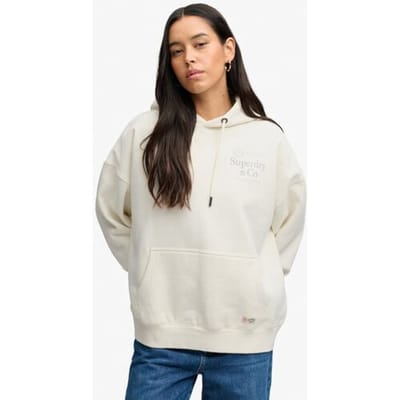 Superdry Luxe Casual Relaxed Hoodie Crème Grootte: 34
