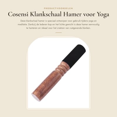 Dailygoods- Klankschaal Hamer Lederen Kop - Houten Hamer - Draagbaar - Lichtgewicht - Geschikt voor Yoga/Meditatie - Uitstekend Vakmanschap - Tibetaanse Hamer