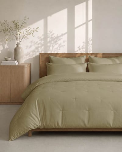 HOOMstyle Wasbaar dekbed zonder overtrek - 200x220 2 persoons met 2x kussensloop - Olijfgroen