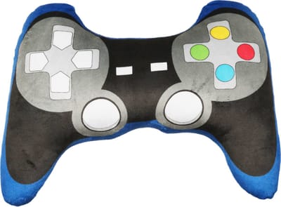 Kruger Game controller pluche kussen - 25 cm - grijs/blauw - fun cadeaus/sierkussens