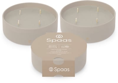 Spaas Glow Geurkaars in glas - Set van 3 kaarsen - Katoenbloesem en Muskus - circa 20u - Mindful Morning