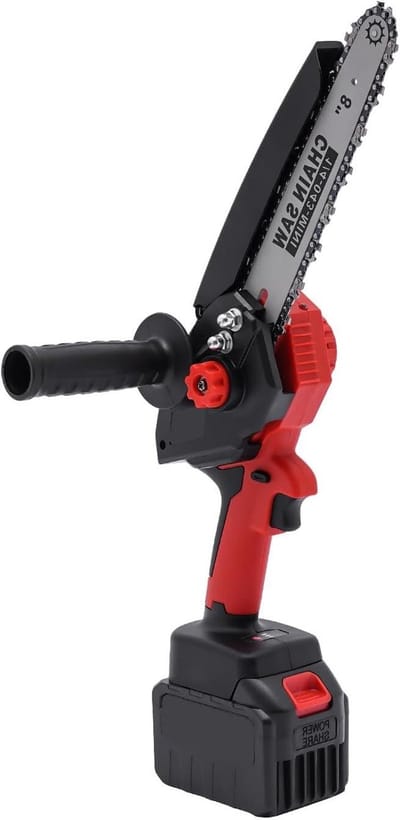 Accu Kettingzaag - Draagbare Snoeizaag - Takken Snoeien - Borstelloze Motor - 20 cm Geleiderail - Rood Zwart