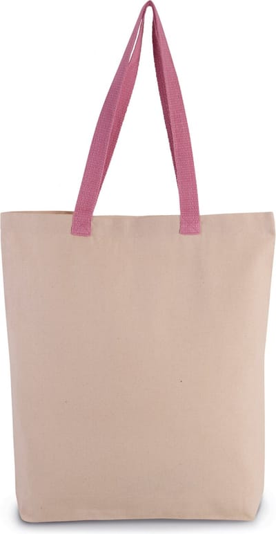 Kimood Shopper met plooi en contrasterend hengsel KI0278 - Natural / Dark Pink - One size