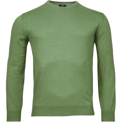 Baileys Trui Luxury Pima Cotton Uni Color Crew Neck Single Knit Misty Green Melange / male