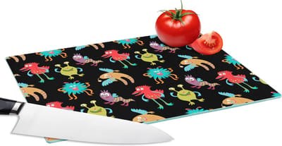 Glazen Snijplank - 28x20 - Design - Monster - Kinderen - Kleur - Snijplanken Glas