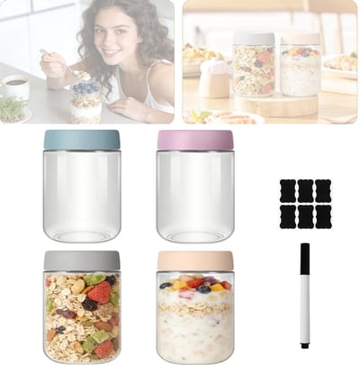 CRLYN® Overnight Oats Potjes - Mason Jar - Meusli Beker met Deksel