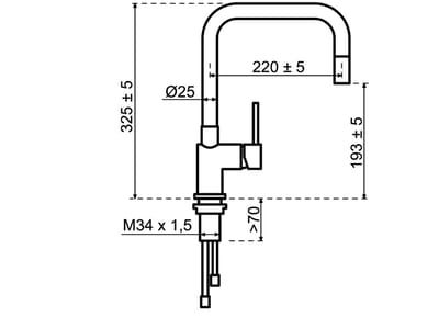 Lanesto Quadrato Eenhendelkeukenmengkraan Sturdy Black Zwart met uittrekbare perlator 251268