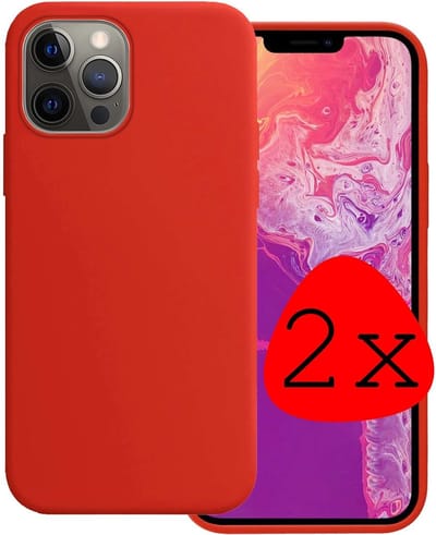 Hoesje 2 Stuks - Geschikt voor Apple iPhone 14 Pro - Sterk & Shockproof - Case Siliconen - Back Cover - Telefoon Hoes - Rood