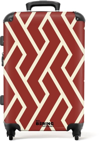 NoBoringSuitcases.com - Grote koffer - Zigzagpatroon in rood en beige - Reiskoffer met 4 wielen - Trolley op wieltjes - Rolkoffer groot - 72 liter - Ruimbagage valies 20kg - Valiezen voor volwassenen