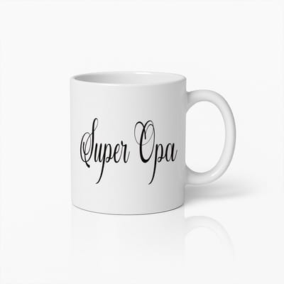 Elegante “Super Opa” Mok – Perfect Cadeau voor Grootvaders – Witte Keramische Koffiemok – 330ml