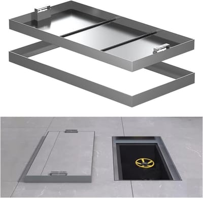 Inbouw Putdeksel - Verzonken Deksel - Waterafvoer Afdekken - Verborgen Handgreep - 70x40x5cm - Zilver