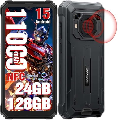 Blackview BV6200 Plus Robuuste Smartphone 4G - 24GB RAM - 128GB - 6,56 inch - 11000mAh - IP68/IP69K Outdoor telefoon - Dual SIM - Android 14 - NFC - GPS - Zwart