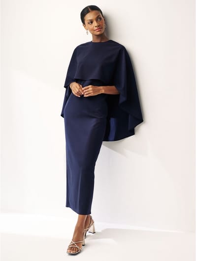 Next - Dames - Lange jurk met cape - Blauw